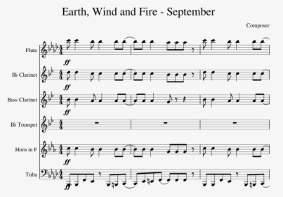 Earth, Wind And Fire - September Earth Wind And Fire Flute Sheet Music, HD Png Download, Free Download