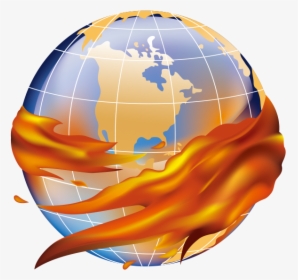 Globe With Flames Hugging It - Earth Global Warming Png, Transparent Png, Free Download