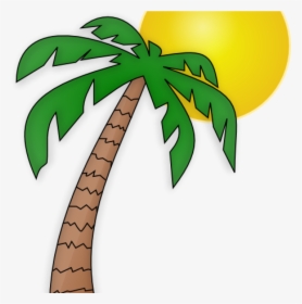 Transparent Palm Trees Clip Art - Cartoon Sun And Palm Tree, HD Png Download, Free Download