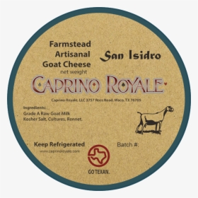 San Isidro Caprino Royale Kraft Paper Cheese Label - Go Texan, HD Png Download, Free Download