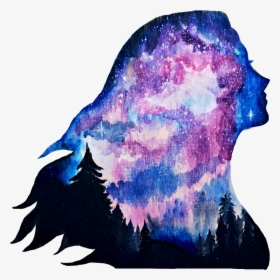 Galaxy Artwork Trees Sky Stars Tumblrgirl Freetoedit - Oil Pastel Drawings Of Galaxy, HD Png Download, Free Download