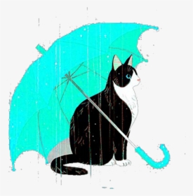 #mq #cat #blue #umbrella #rain - Cat Umbrella Png, Transparent Png, Free Download