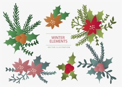 Leaf Christmas Ornament - Vector Christmas Plants Illustration, HD Png Download, Free Download