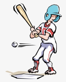 Vector Illustration Of Kid Baseball Player Swings The, HD Png Download, Free Download