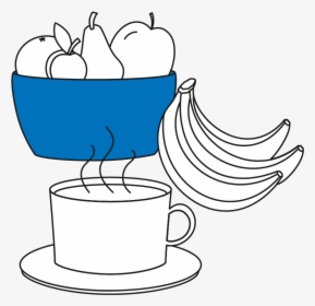 Bananas, Bowl Of Fruit, And Cup Of Coffee, HD Png Download, Free Download