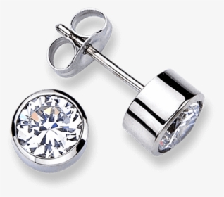 Round Bezel - Diamond Stud Earring Tube, HD Png Download, Free Download