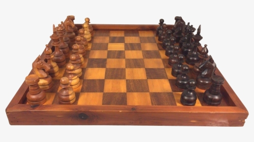 Carved Wooden Set W Inlaid Wood Game - Chessboard, HD Png Download, Free Download
