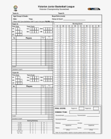 Junior Basketball Score Sheet Main Image - Basketball Score Sheet Juniors, HD Png Download, Free Download