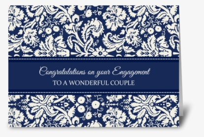 Engagement Congratulations Blue Damask Greeting Card - Wedding Invitation, HD Png Download, Free Download