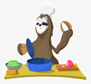 Sloth Cooking On Twitter - Cartoon Sloth Cooking, HD Png Download, Free Download