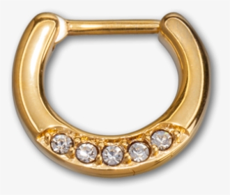 Pvd Gold Steel Hinged Jewelled Septum Ring - Crescent, HD Png Download, Free Download