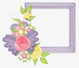 Large Purple Transparent Frame With Flowers Gallery - Cute Photo Frame Design, HD Png Download, Free Download