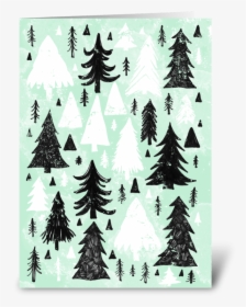 Mint, Black And White Pine Trees Greeting Card - Christmas Tree, HD Png Download, Free Download