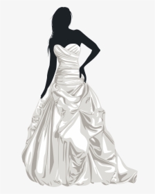 Bride Silhouette Wedding Dress Clip Art - Wedding Dress Clip Art Png, Transparent Png, Free Download
