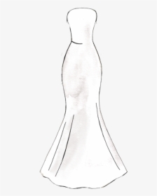 Mermaid Silhouette Sketch - Mermaid Wedding Dress Outline, HD Png Download, Free Download
