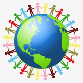 People Holding Hands Around The World Clip Art - Earth Clip Art, HD Png Download, Free Download