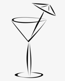 Line Art,champagne Stemware,martini Glass - Cocktail Clipart Black And White, HD Png Download, Free Download
