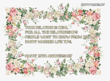 Happy 20th Anniversary Wishes - Floral Frame Transparent Background, HD Png Download, Free Download