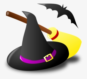 Witch, Witchcraft, Broom, Halloween, Hat, Bat - Witch Hat And Broom Clipart, HD Png Download, Free Download
