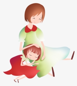 Hand Painted Cartoon Mother And Daughter Decoration - Daughter Mother  Cartoon Png, Transparent Png - kindpng