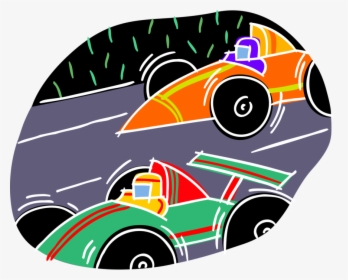 Vector Illustration Of Motor Race Cars And Motorist, HD Png Download, Free Download