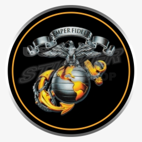 Marine Corps Emblem Sticker Round - Marine Corps Logo, HD Png Download, Free Download