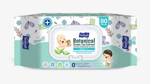 Sanisoft Baby Wipes Botanical Green Tea Extract - Wet Wipe, HD Png Download, Free Download