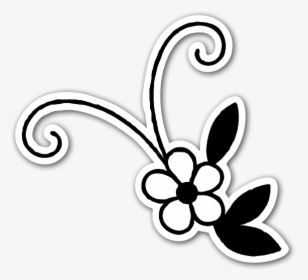 Cute Black And White Flower Sticker - Flor Preto E Branco Png, Transparent Png, Free Download