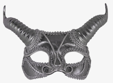 Shining Silver Faun Mask - Half Horn Masquerade Mask, HD Png Download, Free Download