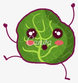 Cute Lettuce Fresh Vegetable Character - Dibujo De Lechuga Kawaii, HD Png Download, Free Download