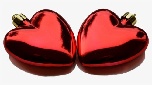 Two Red Christmas Heart Decorations - Christmas Balls Hearts Transparent Png, Png Download, Free Download