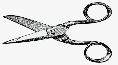 Line Art,tool,hair Shear - Old Scissors Drawing, HD Png Download, Free Download