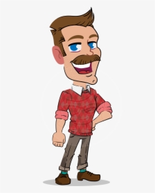 Simple Style Cartoon Of A ​man With Mustache - Cartoon Of A Man, HD Png Download, Free Download