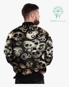 Funny Skeletons Skull Over Print Jacket %tag Familyloves - Scary Skull, HD Png Download, Free Download