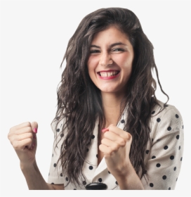 Excited Woman Cheering With Her Arm Raised - Woman Cheering Png, Transparent Png, Free Download
