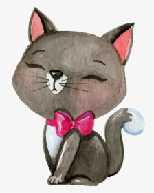 Siamese Cat Kitten Puppy Watercolor Painting Christmas - Cartoon Painting Of Christmas, HD Png Download, Free Download