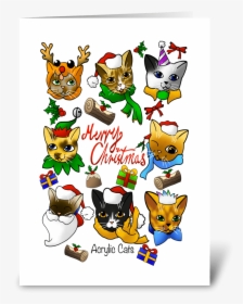 Merry Christmas Cats Greeting Card - Christmas Cats Clip Art, HD Png Download, Free Download