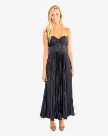 Belle Pleated Strapless Gown - Amur Belle Dress Navy, HD Png Download, Free Download