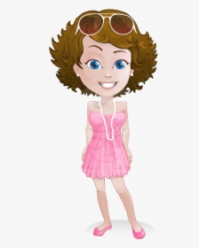 Woman In Summer Dress Cartoon Vector Character Aka - Wearing Jewelry Clipart Png, Transparent Png, Free Download