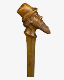 Bearded Man Folk Art Cane - Wood, HD Png Download, Free Download
