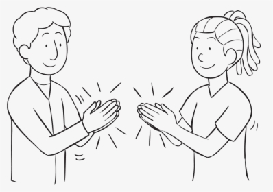Two People Clapping Hands As Part Of Synchro Clap Activity - Clap Black And White, HD Png Download, Free Download