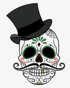 Skull Tattoo Transparent Image - Day Of The Dead Skeleton Head, HD Png Download, Free Download