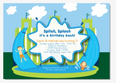 Splash Clipart Water Slide - Splish Splash Party Invitations, HD Png Download, Free Download
