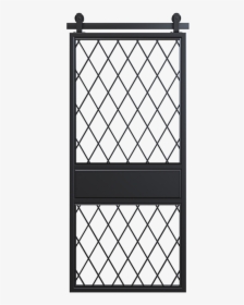 Diamond Glass Panel Metal Barn Door With Middle Bar - Door, HD Png Download, Free Download