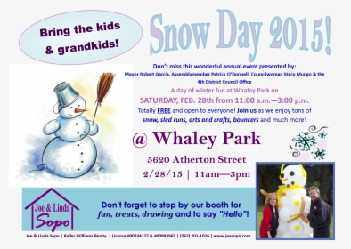 Snow Day 2015 At Whaley Park In Long Beach - Cartoon, HD Png Download, Free Download