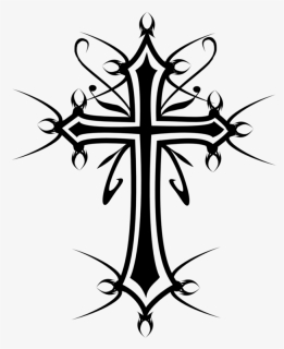 Cross Drawing Tattoo - Cross Logo Black And White, HD Png Download, Free Download