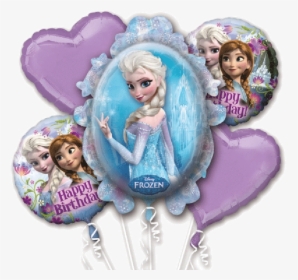 Frozen Anna & Elsa 5 Balloon Bouquet Happy Birthday, HD Png Download, Free Download