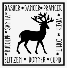 Dasher Dancer Prancer Vixon Comet Cupid Donner Blitzen - Animal Silhouettes, HD Png Download, Free Download