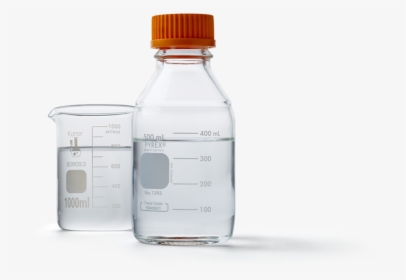 Laboratory Flask And Bottle Containing Clear Liquid - Frasco De Laboratorio Con Agua, HD Png Download, Free Download