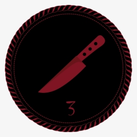 A Black Camp Merit Badge With A Dark Red Kitchen Knife - Circle, HD Png Download, Free Download